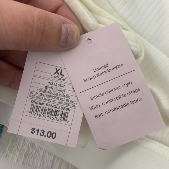 NWT Cream Ribbed Unlined Scoop Bralette - Auden - Picture 4 of 4